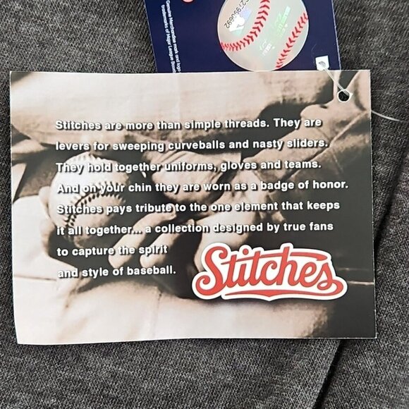 NWT Stitches Atlanta Braves MLB Men's X-Large V-Neck Hooded Grey Sweatshirt NEW - Picture 5 of 15